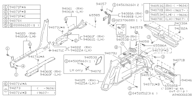 1998 Subaru Impreza Inner Trim Diagram 2