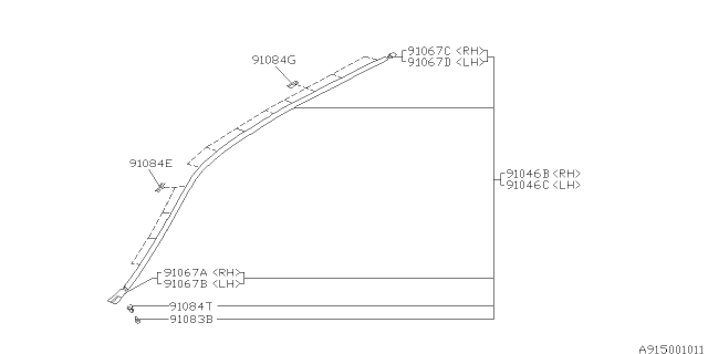 1995 Subaru Impreza Molding Diagram 3