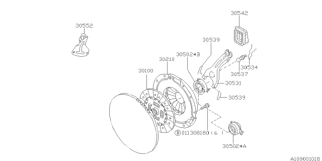 1993 Subaru Impreza Clutch Release Bearing Diagram for 30502AA031