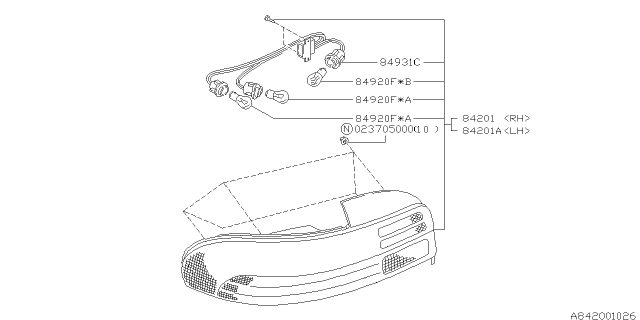 2000 Subaru Impreza Socket Diagram for 84931FA000