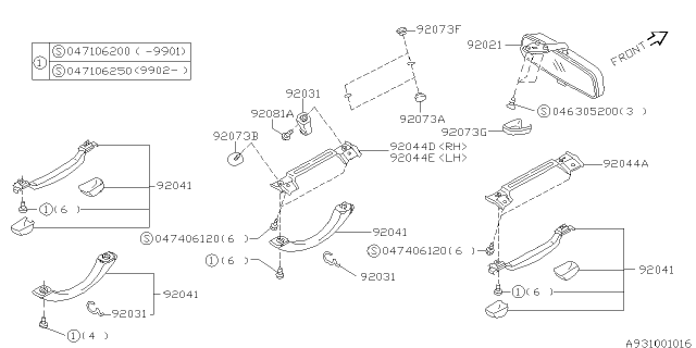 2000 Subaru Impreza Room Inner Parts Diagram 1