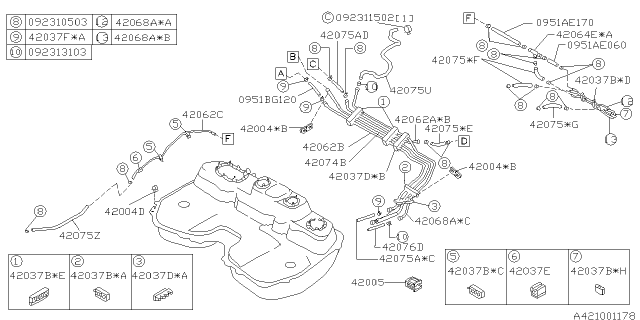 2000 Subaru Impreza Fuel Hose Diagram for 42162FA170