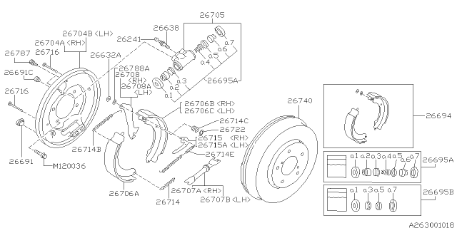 1994 Subaru Impreza Brake Shoe Spring Diagram for 26265AA010