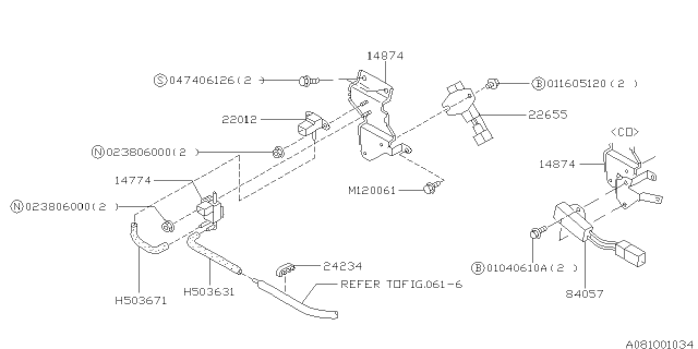 1995 Subaru Impreza SOLENOID Valve Bracket Diagram for 14874AA051