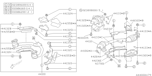 1999 Subaru Impreza Catalytic Converter Diagram for 44139FA000