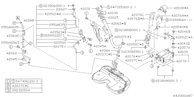 1996 Subaru Impreza Pressure Sensor Diagram for 22627AA020