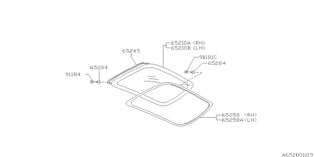 1997 Subaru Impreza Dam Rubber Diagram for 65284FA040