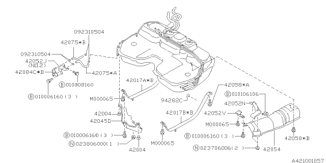 1995 Subaru Impreza Bracket Diagram for 42134AC090