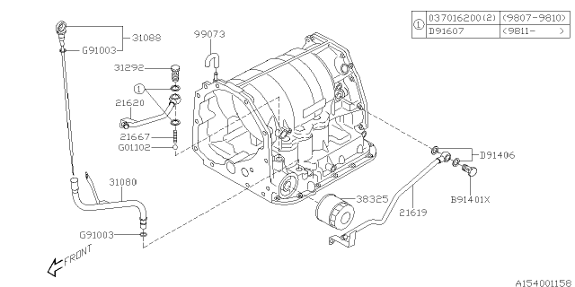 2000 Subaru Impreza Automatic Transmission Case Diagram 1