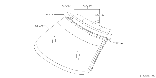 1996 Subaru Impreza Front Window Glass Diagram for 65010FA560NJ