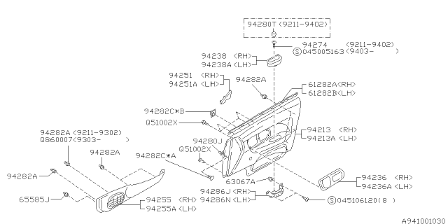 1994 Subaru Impreza Screw Diagram for 94232FA000