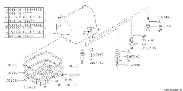 1997 Subaru Impreza PT250303 Magnet Oil Pan Diagram for 31392AA020