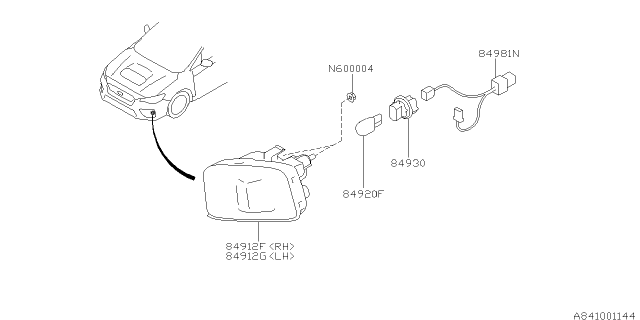 2020 Subaru WRX Lamp - Front Diagram