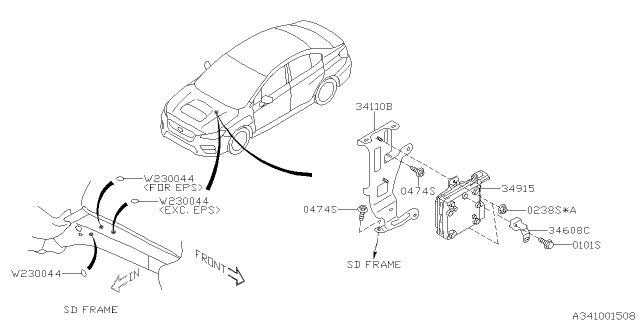 2015 Subaru WRX Steering Column Diagram 1