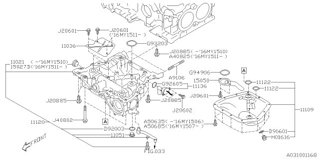 2016 Subaru WRX STI Plug Cylinder Head Diagram for 11051AA081