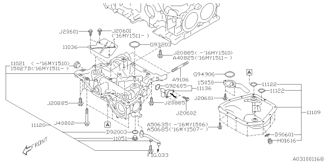 2016 Subaru WRX STI Oil Pan Complete Upper Diagram for 11120AA261