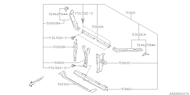 2018 Subaru WRX Radiator Support Tie Bar Upper Diagram for 53029FJ1409P