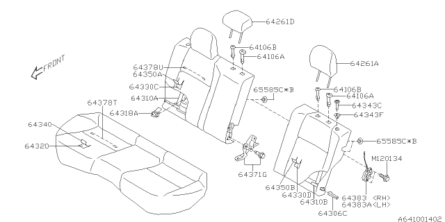 2017 Subaru WRX Rear Seat Back Rest Cover Complete, Right Diagram for 64350VA000VH