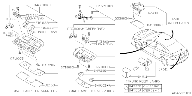 2020 Subaru WRX Lamp - Room Diagram