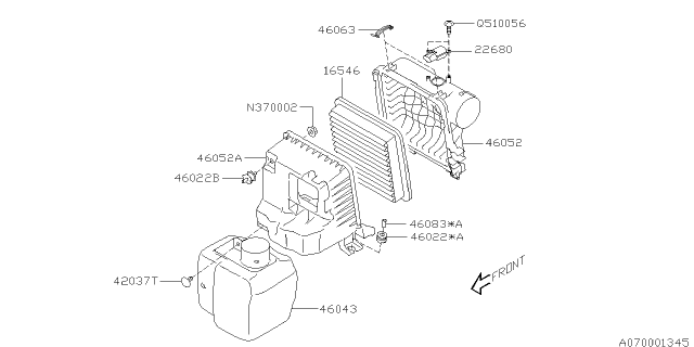 2016 Subaru WRX STI Case Complete-Air Cleaner Upper Diagram for 46052SG010