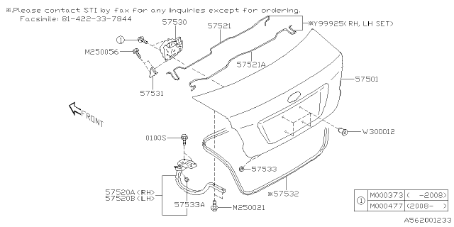 2020 Subaru WRX Trunk & Fuel Parts Diagram 3