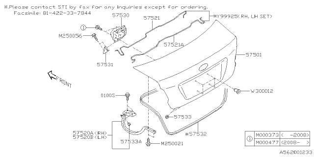 2019 Subaru WRX STI Trunk & Fuel Parts Diagram 3