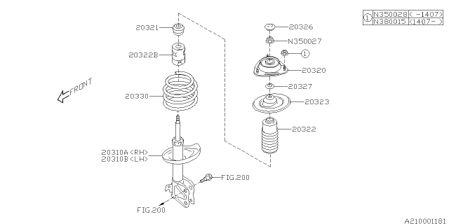 2018 Subaru WRX STRUT Complete Front LH Diagram for 20310VA430
