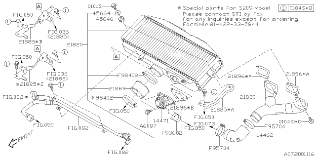 2019 Subaru WRX Inter Cooler Assembly Diagram for 21820AA500