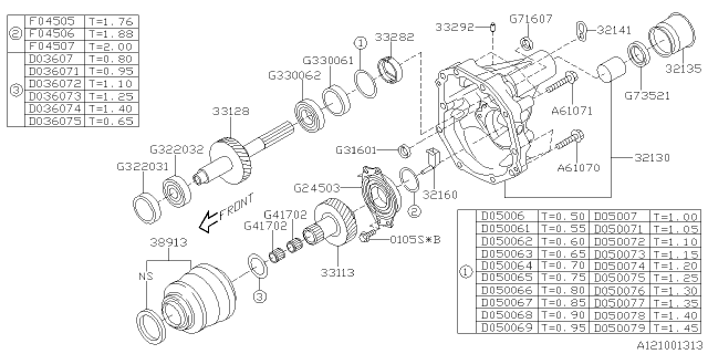 2015 Subaru WRX Manual Transmission Transfer & Extension Diagram 1
