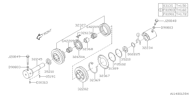 2018 Subaru WRX Holder Reverse IDLER Diagram for 32234AA010
