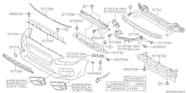 2015 Subaru WRX Front Bumper Diagram