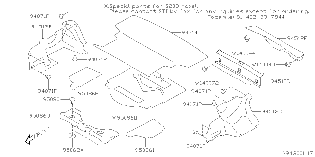 2019 Subaru WRX STI Trunk Room Trim Diagram