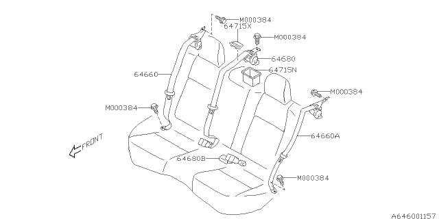 2015 Subaru WRX Rear Seat Belt Diagram