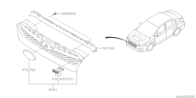 2018 Subaru WRX Front Grille Diagram 2