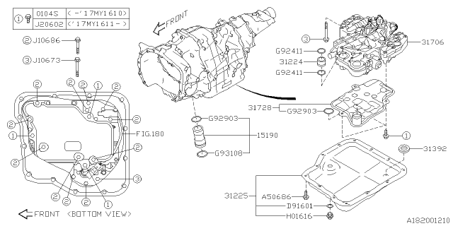 2015 Subaru WRX Control Valve Body Assembly Diagram for 31706AA140