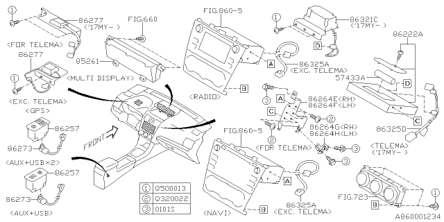 2017 Subaru WRX Multiple Display Assembly Diagram for 85261VA410