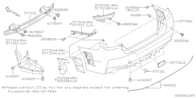 2019 Subaru WRX STI Cover Fog Rear Sdn Diagram for 57731VA120