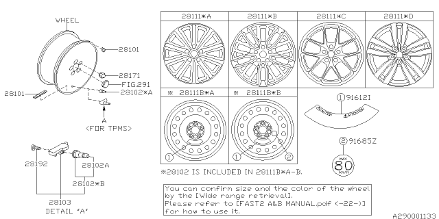2016 Subaru WRX Aluminium Disc Wheel Diagram for 28111VA140