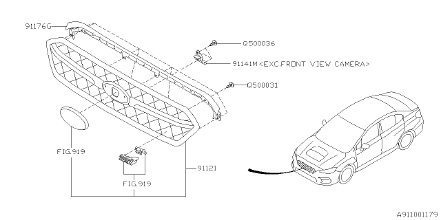 2018 Subaru WRX Front Grille Diagram 1