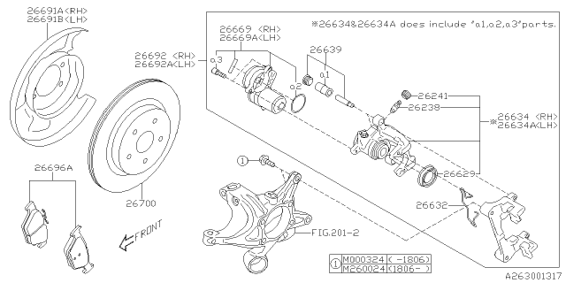 2019 Subaru WRX STI Motor Gear Unit Kit-EPB Rear Diagram for 26669AL000