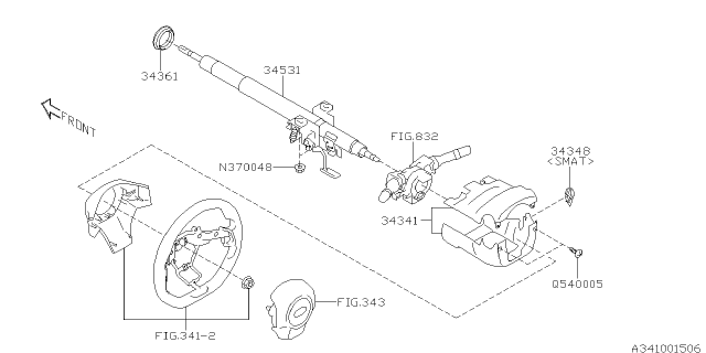 2020 Subaru WRX STI Column Assembly Diagram for 34500SG031