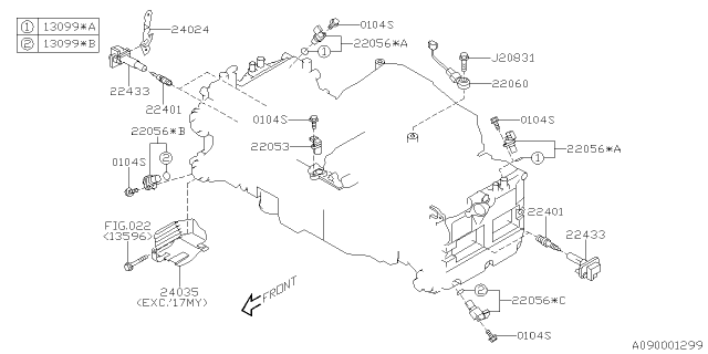 2015 Subaru WRX STI Spark Plug & High Tension Cord Diagram 2