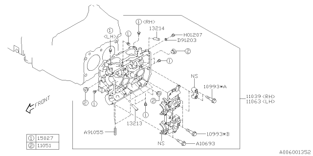 2015 Subaru WRX Cylinder Head Assembly Left Diagram for 11063AB720