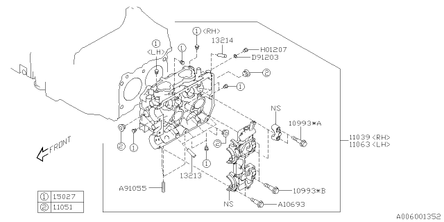 2020 Subaru WRX STI Cylinder Head Assembly Left Diagram for 11063AC010