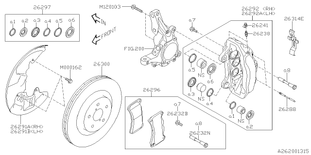 2018 Subaru WRX Nut Pad Clip Diagram for 26232VA050