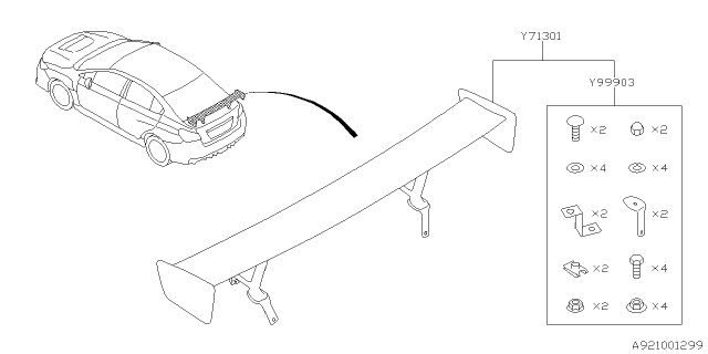 2019 Subaru WRX STI Installation Kit Diagram for E7210VA101