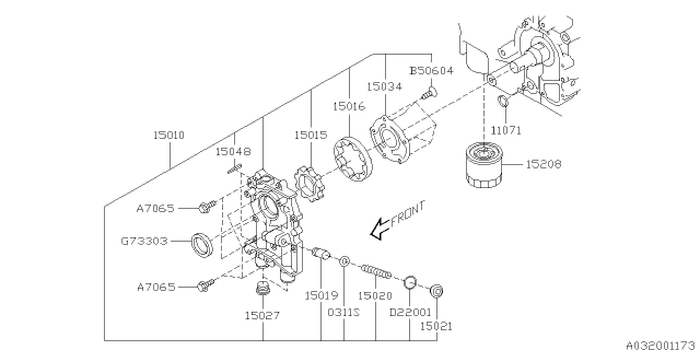 2015 Subaru WRX Elem Complete Oil Filter Diagram for 15208AA170