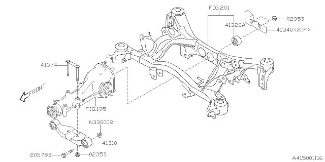 2019 Subaru WRX Differential Mounting Diagram