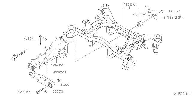 2018 Subaru WRX Differential Mounting Diagram