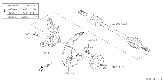 2015 Subaru WRX Hub Assembly Diagram for 28373VA020